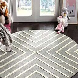 Safiya Carpet Grey & White Geometric Printed Hand-Tufted Woollen Carpet-12