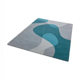 Safiya Carpet Grey & Blue Geometric Woollen Carpets-12