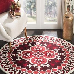 Safiya Carpet Red & White Ethnic Motifs Printed Hand-Tufted Woollen Carpet-3