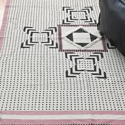 Art Avenue White & Pink Printed Cotton Carpet-image-46