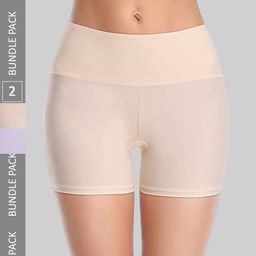 PLUMBURY Women Pack Of 2 Slim Fit High-Rise Seamless Under Dress Cycling Sports Shorts-picture-18