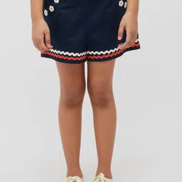 One Friday Girls Floral Printed Mid Rise Pure Cotton Shorts-image-73