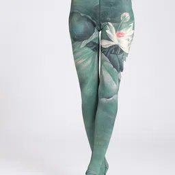 JC Collection Floral Printed Slim-Fit Rapid-Dry Full-Length Gym Tights-17