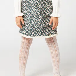 One Friday Girls Grey Floral Print A-line Knee-Length Skirts-image-10