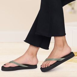 Picktoes Women Green Solid Synthetic T-Strap Flats-image-16