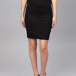 VOXATI Women Black Solid Pencil Skirt-image-76