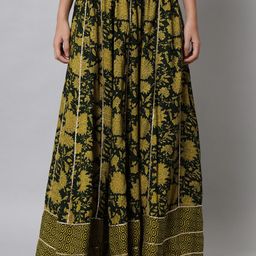 KALINI Women Green Printed Flared Maxi Skirt-picture-46