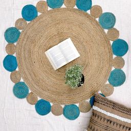 Art Avenue Petite Beige & Blue Jute Round Carpet-image-84