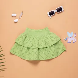 Purple United Kids Girls Self-Design Pure Cotton Flared Mini Skirts-picture-45