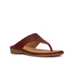 Scholl Women Maroon T-Strap Flats with Laser Cuts-image-97