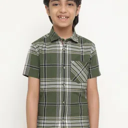 Octave Boys Tartan Checked Cotton Casual Shirt-image-65