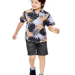 BAESD Boys Comfort Floral Printed Spread Collar Cotton Casual Shirt-image-58