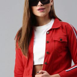 VOXATI Women Red Crop Tailored Jacket-image-84