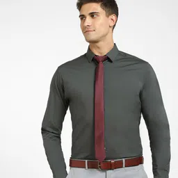 SELECTED Men Olive Green Slim Fit Cotton Formal Shirt-image-93