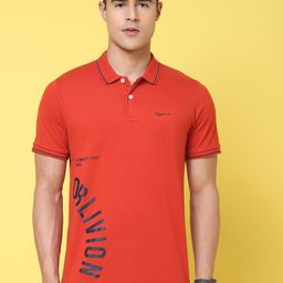 Rodamo Typography Printed Polo Collar Cotton Slim Fit T-shirt-image-78