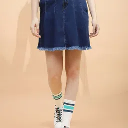 Global Republic Pleated Denim A-Line Mini Skirt-picture-39