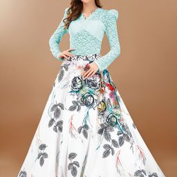 SAPTRANGI Printed Flared Maxi Skirt-picture-45