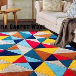 IMRA CARPET Red Geometric Woollen Carpet-picture-34