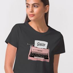 FashionRack Women Black Printed Bio Finish T-shirt-image-61