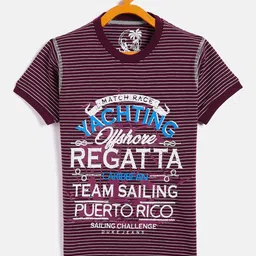 Duke Boys Maroon Striped Typography printed T-shirt-image-53