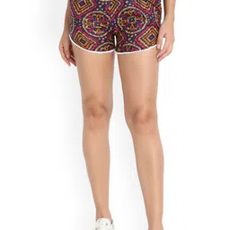 GUTI Women Mid-Rise Geometrical Printed Slip-On Regular Shorts-picture-3