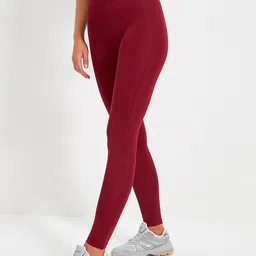 Trendyol Women Burgundy Solid Polyester Sports Tights-image-63