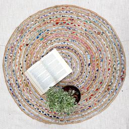 Art Avenue Slub Beige & Grey Woven Design Round Jute Rug-image-26