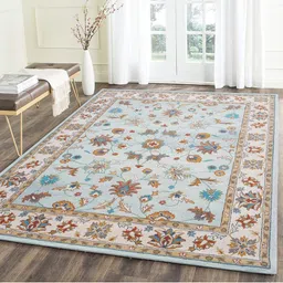 IMRA CARPET Green & white Floral Woollen Carpet-picture-52