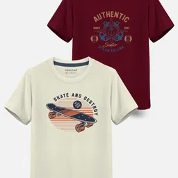 HELLCAT Boys Pack Of 2 Graphic Printed Cotton T-shirt-39