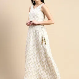 De Moza Ethnic Motif Woven Design Flared Maxi Skirt-image-10