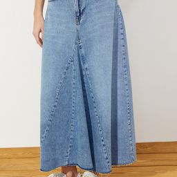 Trendyol Flared Maxi Denim Skirt-image-70