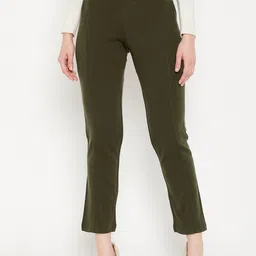 Madame Women Olive Green Solid Jeggings-image-41