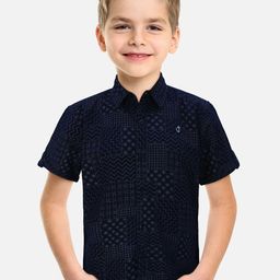 Gini and Jony Boys Geometric Printed Cotton Casual Shirt-image-43