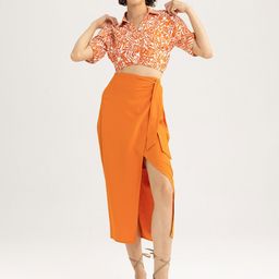 DeFacto Side Slit Straight Midi Wrap Skirt-image-51