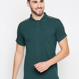 Basics Men Green Polo Collar Muscle Fit Pure Cotton T-shirt-image-54