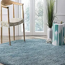 Safiya Carpet Blue Textured Anti-Skid Carpets-45