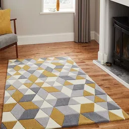 Safiya Carpet Grey Melange Geometric Hand-Tufted Woollen Carpets-19