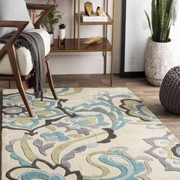 Safiya Carpet Grey Floral Printed Hand-Tufted Woollen Carpets-image-16