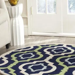Safiya Carpet Navy Blue Abstract Hand-Tufted Woollen Carpets-picture-17