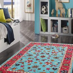 Safiya Carpet Blue & Red Floral Woollen Carpet-21
