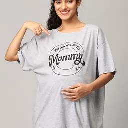 The Mom Store Typography Printed Drop-Shoulder Sleeves Pure Cotton Maternity T-shirt-image-98