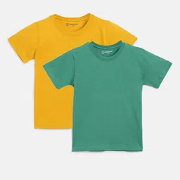 Campana Boys Pack of 2 Yellow & Green Pure Cotton T-shirt-picture-26