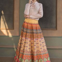 SAPTRANGI Printed Flared Maxi Skirt-picture-32