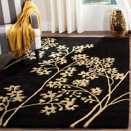 IMRA CARPET Black & Cream Floral Handmade Woollen Carpet-picture-44