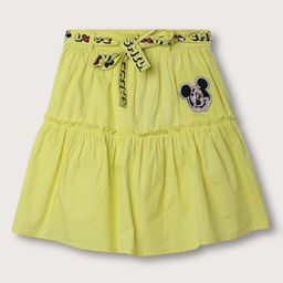 Blue Giraffe Girls Mickey Mouse Pure Cotton Knee-Length Tiered Skirt-image-1