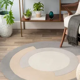 Safiya Carpet Beige & White Geometric Hand Tufted Woollen Carpet-image-61