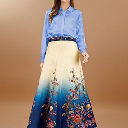 SAPTRANGI Floral Printed Flared Maxi Skirt-32
