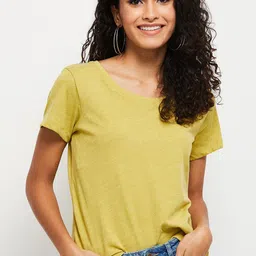 max Women Yellow Solid T-shirt-picture-38