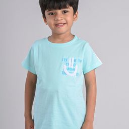TALES & STORIES Boys Blue Typography Printed T-shirt-image-93