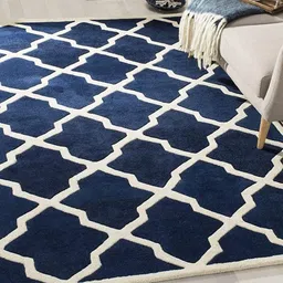 IMRA CARPET Blue Geometric Woollen Carpet-image-26